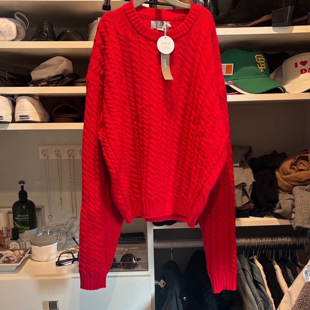 NWT - J. Crew Vibrant Red “Ruby” Cashmere Sweater sz S